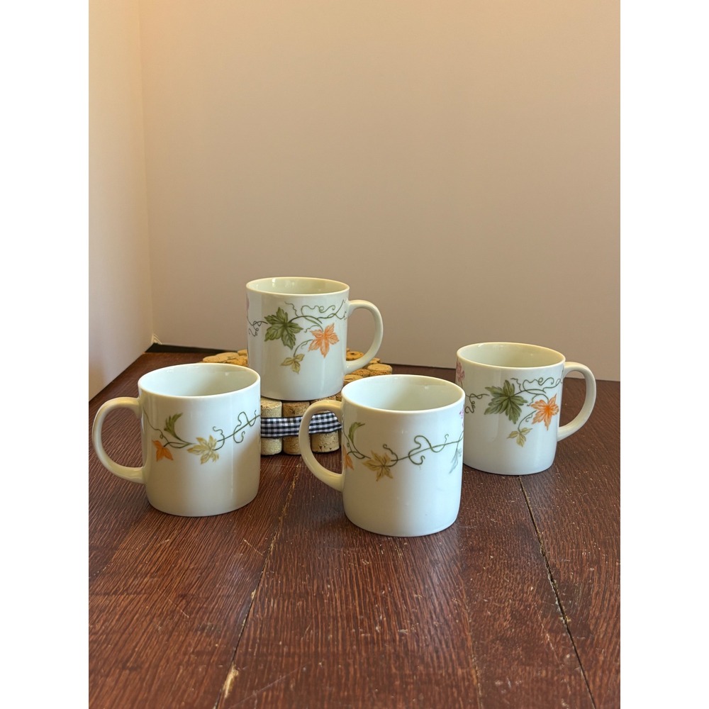 Mary Rose 4-85 Vintage Set of 4 Floral Vine Cottagecore Coffee Mugs